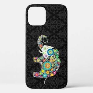 Colourful Retro Flower Elephant Design iPhone 12 Case