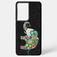 Colourful Retro Flower Elephant Design
