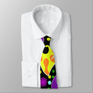 Colourful Retro Flower Paisley Psychedelic Necktie