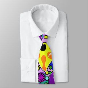 Colourful Retro Flower Paisley Psychedelic Necktie