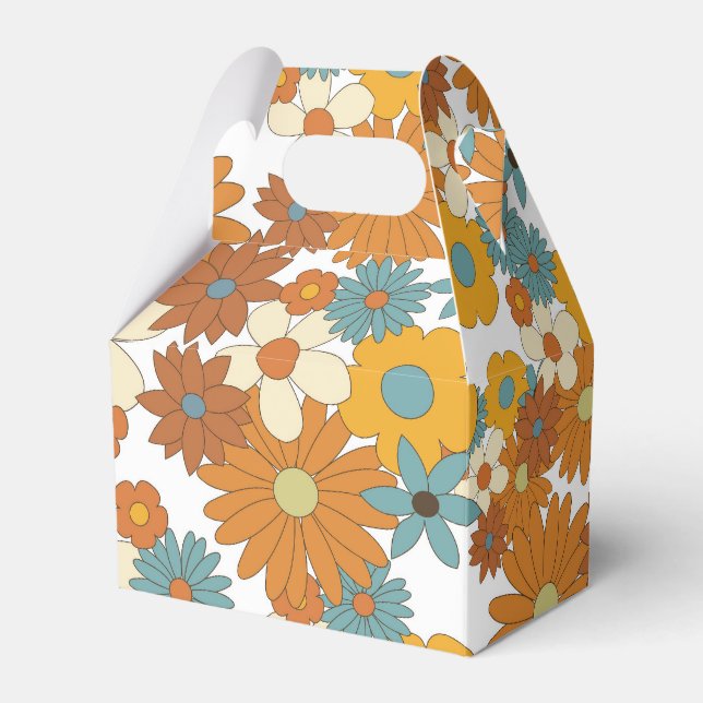 Colourful Retro Flower Pattern  Favor Box (Front Side)