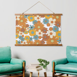 Colourful Retro Flower Pattern Hanging Tapestry