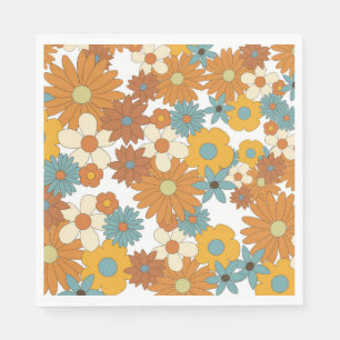 Colourful Retro Flower Pattern Napkin