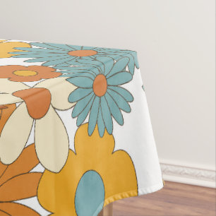 Colourful Retro Flower Pattern Tablecloth