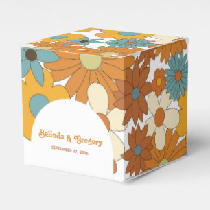 Colourful Retro Flowers 60's 70's Arch Wedding Favor Box