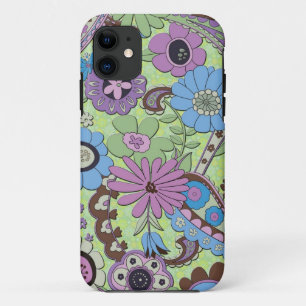 Colourful Retro Flowers And Paisley Pattern iPhone 11 Case