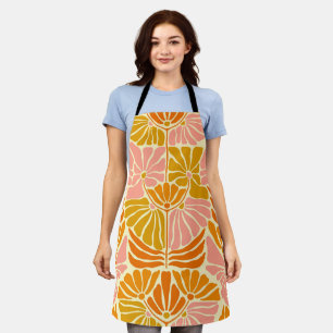 Colourful Retro Flowers Apron