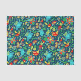 Colourful Retro Flowers Birds & Butterflies Tissue Paper