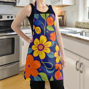 Colourful Retro Flowers-Dopamine Style Apron