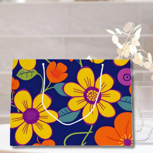 Colourful Retro Flowers-Dopamine Style Large Gift Bag
