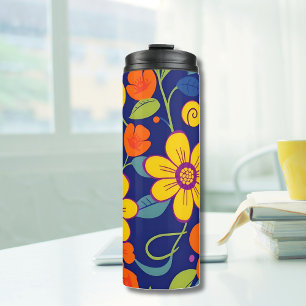 Colourful Retro Flowers-Dopamine Style Thermal Tumbler