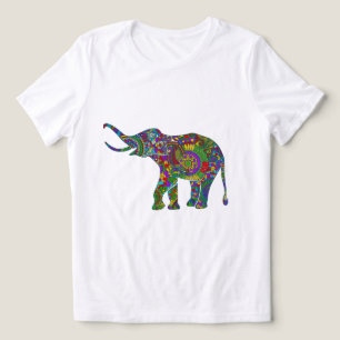 Colourful Retro Flowers Elephant 2 Tri-Blend Shirt
