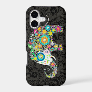 Colourful Retro Flowers Elephant Design