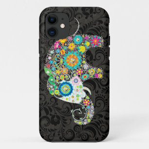 Colourful Retro Flowers Elephant Design iPhone 11 Case
