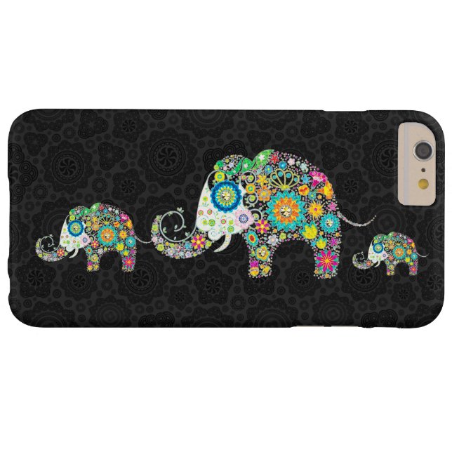 Colourful Retro Flowers Elephant Family Case-Mate iPhone Case (Back Horizontal)
