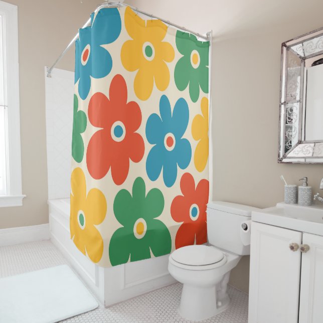 Colourful Retro Flowers Pattern (In Situ)