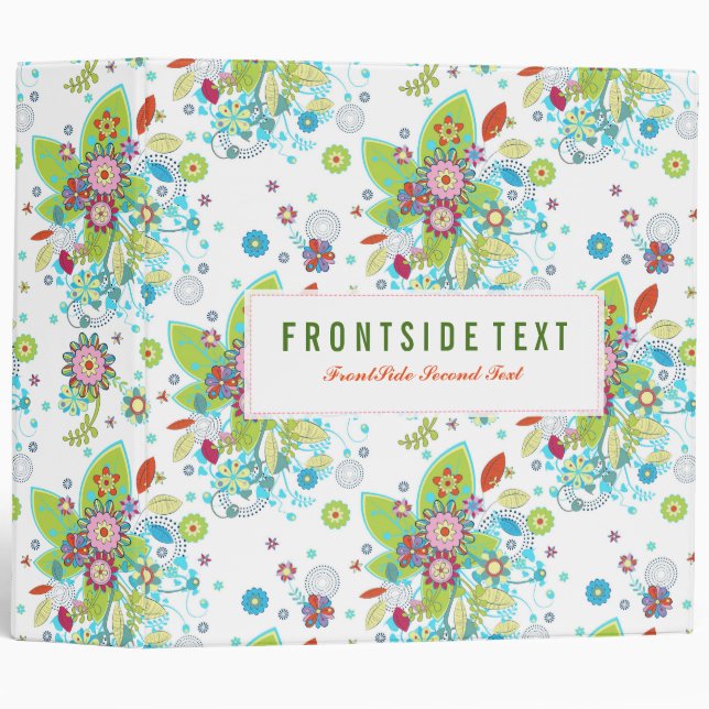 Colourful Retro Flowers Pattern Binder (Front/Spine)