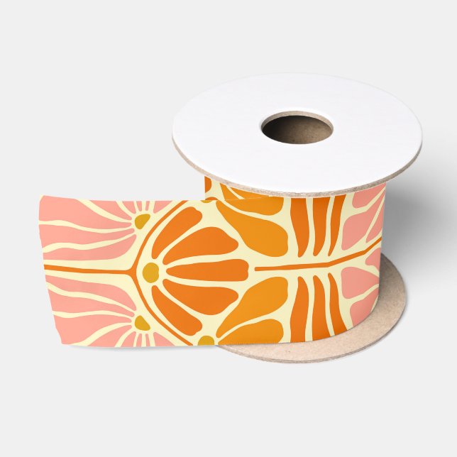 Colourful Retro Flowers Satin Ribbon (Spool)