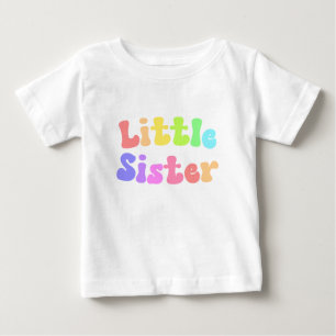 Colourful Retro Font Little Sister Baby T-Shirt