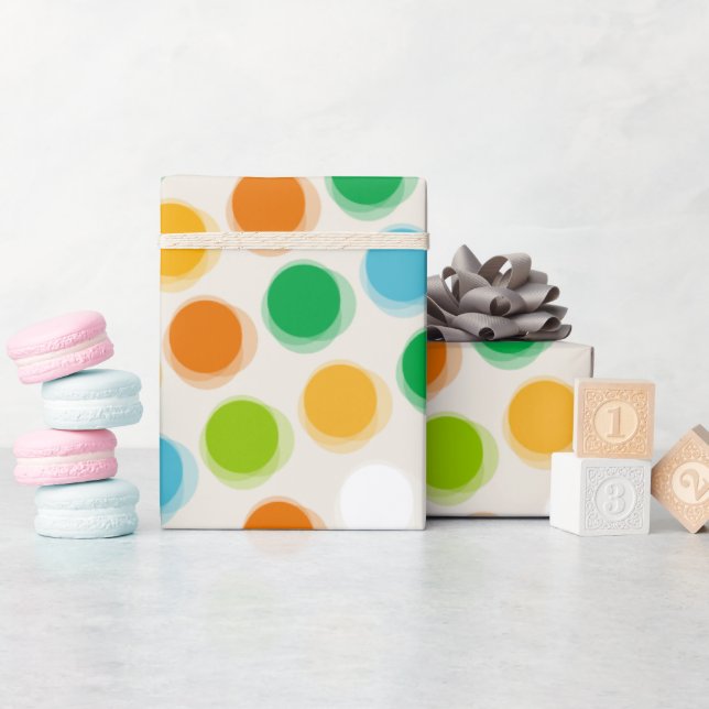 Colourful Retro Fun Fuzzy Polka Dots Kid's Birthda Wrapping Paper (Baby Shower)