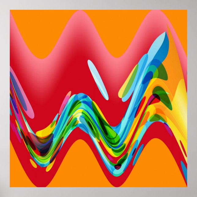Colourful Retro Funky Painting Abstract Art Poster (Front)