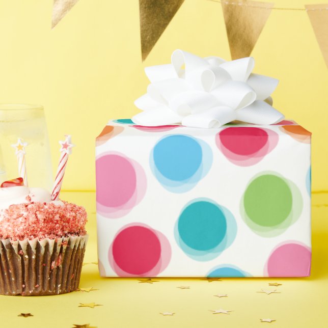 Colourful Retro Fuzzy Fun Polka Dots Kid's Birthda Wrapping Paper (Birthday Party)