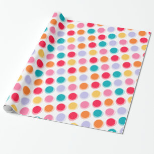 Colourful Retro Fuzzy Polka Dots Wrapping Paper