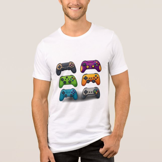 Colourful Retro Game Controllers – Gamer Design fo Tri-Blend Shirt (Front)