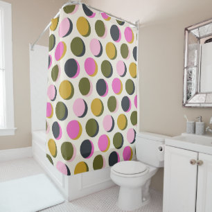 Colourful Retro Geometric Dots Pattern Green Pink