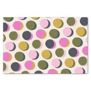 Colourful Retro Geometric Dots Pattern Green Pink Tissue Paper