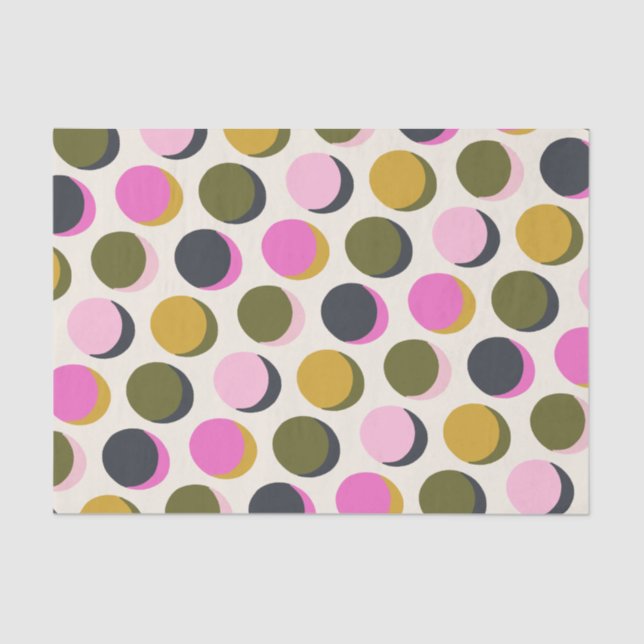 Colourful Retro Geometric Dots Pattern Green Pink Tissue Paper (Front)