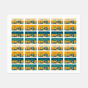 Colourful Retro Geometric Kids' names Labels