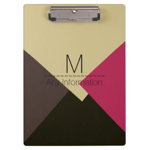 Colourful Retro Geometric Pattern Monogram #2 Clipboard