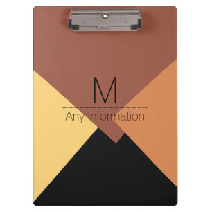 Colourful Retro Geometric Pattern Monogram #6 Clipboard