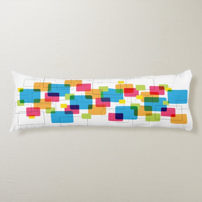 Colourful Retro Geometric Rectangles Pattern Body Pillow (Front)
