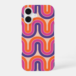 Colourful Retro Geometric Wave Design iPhone 16 Case
