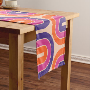 Colourful Retro Geometric Wave Design Short Table Runner