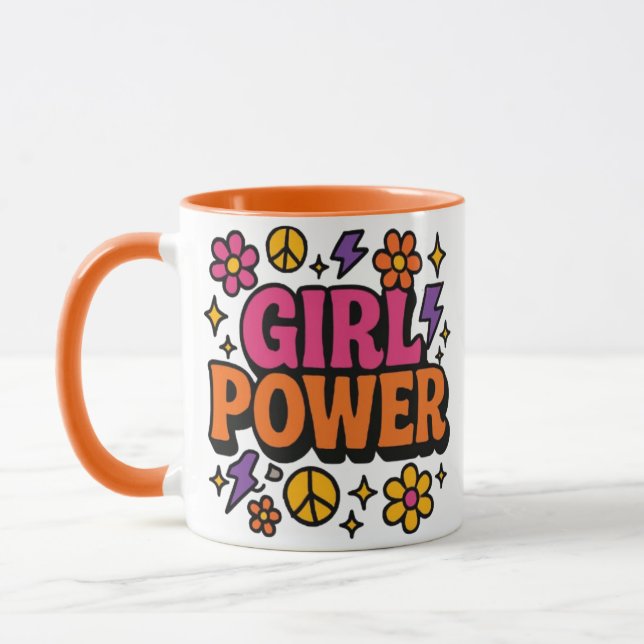 Colourful Retro Girl Power Mug (Left)