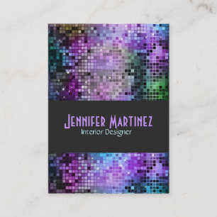 Colourful Retro Glitter Business Card