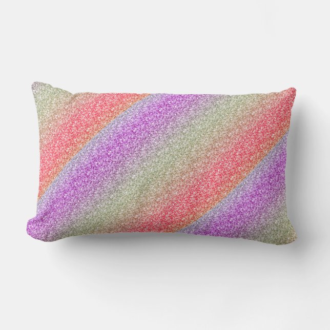 Colourful Retro Glitter Pattern Lumbar Pillow (Front)