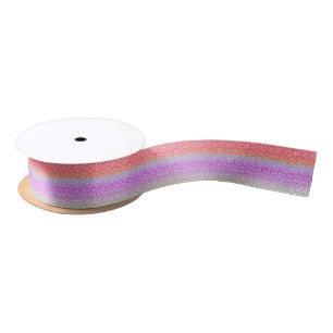 Colourful Retro Glitter Pattern Satin Ribbon