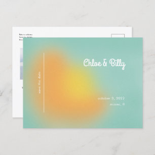 Colourful Retro Gradient Mint Ombre Save the Date Announcement Postcard