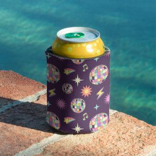 Colourful Retro Groovy Disco Pattern Can Cooler