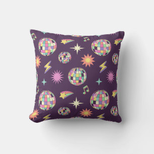 Colourful Retro Groovy Disco Pattern Throw Pillow