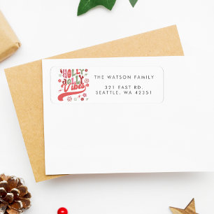 Colourful Retro Groovy Holly Jolly Vibes Holiday
