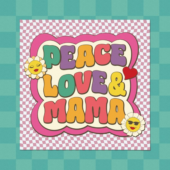Colourful Retro Groovy Mom Quote Typography Hippie Poster (Creator Uploaded)