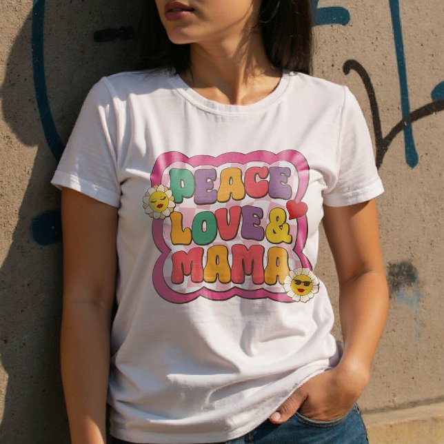 Colourful Retro Groovy Mom Quote Typography Hippie T-Shirt (Creator Uploaded)