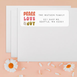 Colourful Retro Groovy Peace Love Joy Holiday