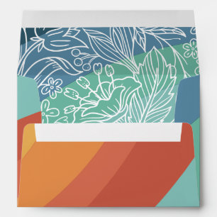 Colourful Retro Groovy Rainbow Floral Envelope