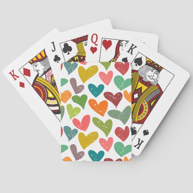 Colourful retro grunge hearts playing cards (Back)